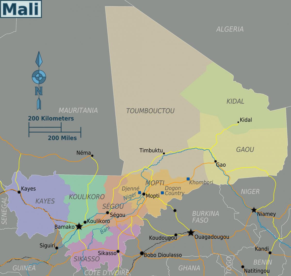 Mali ģeogrāfija kartes